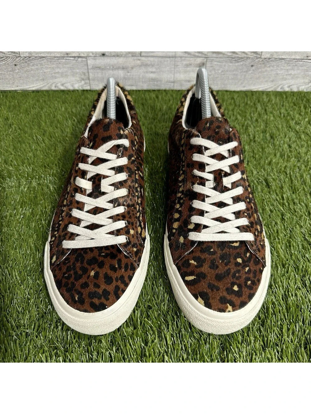 Madewell Womens Lace Up Sneakers Calf Hair Leopard Print Size 10M